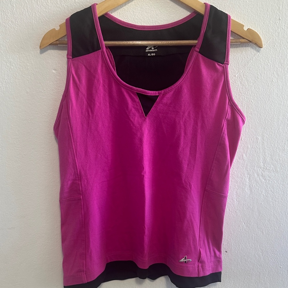 Athletech Women's Fuchsia and Black Tank Top